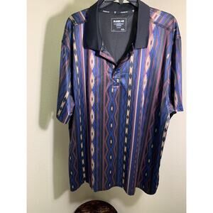 Rank 45 Casual Shirt Size 2X Western Decal Polo Stripe